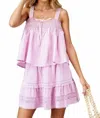 143 Story Courtney Pretty Crochet Trim Ruffle Top & Mini Skirt Set In Pink In Pink