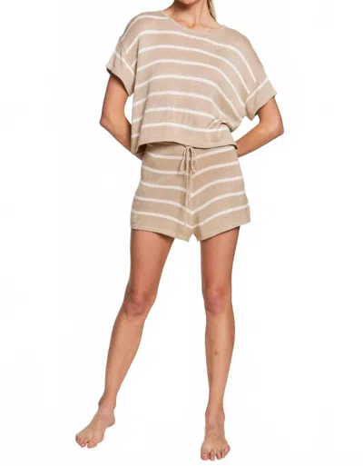 143 Story Elsie Cropped Knit Tee In Beige