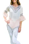 143 Story Get Me Started Poncho In White/blush In Multi