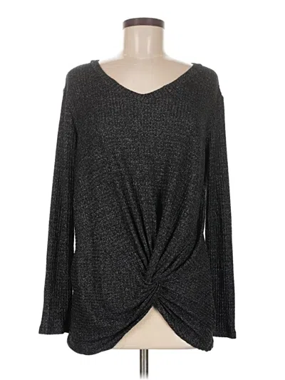 Pre-owned 143 Story Long Sleeve Top Black V-neck Tops