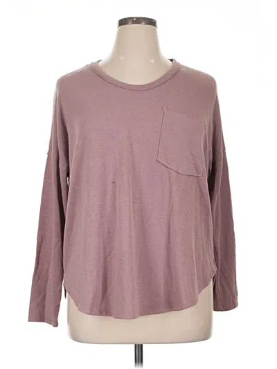 Pre-owned 143 Story Long Sleeve Top Burgundy Crew Neck Tops