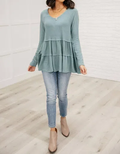 143 Story Nicely Done Tiered Top In Icy Blue