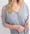 143 Story Open Shoulder Top In Blue In Blue