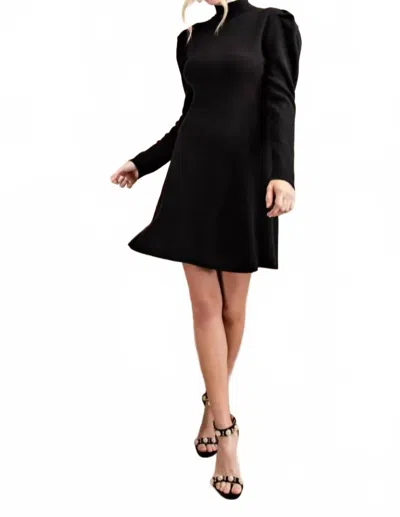 143 Story Puff Shoulder Sweater Mini Dress (plus Size) In Black