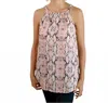 143 Story Python Halter Tie Back Blouse In Rose In Multi