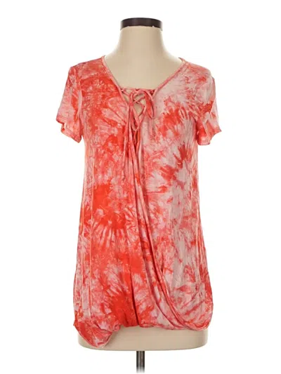 Pre-owned 143 Story Short Sleeve Top Red Keyhole Neckline Tops