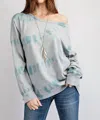 143 Story Totally French Terry Pullover In Blue Tie Dye In Blue