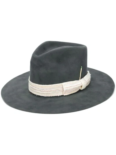 Nick Fouquet White Ribbon Trimmed Mid Brim Hat In Grey
