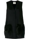 FENDI fur-patch tailored waistcoat,FF8523W1D12930675