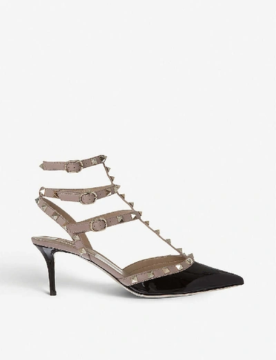 Valentino Garavani Valentino Womens Blk/beige So Noir 65 Patent-leather Heeled Sandals In Black/beige