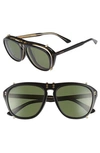 GUCCI 54MM FLIP-UP AVIATOR SUNGLASSES - BLACK,GG0128SM00556