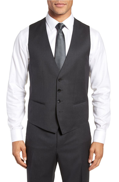 Hugo Boss Slim Fit Create Your Look Suit Separate Vest In Dark Grey