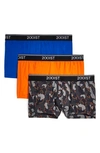 2(x)ist (x)ist Cotton Stretch No-show Trunks, Pack Of 3 In Pop Camo/ Lapis/ Golden Poppy