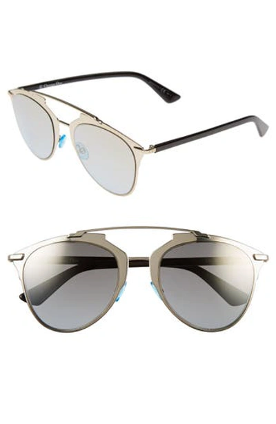 Dior Reflected 52mm Brow Bar Sunglasses - Light Gold/ Black