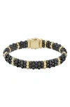 Lagos 18k Yellow Gold & Black Ceramic Beaded Station Bracelet In Gold/ Black