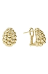 LAGOS CAVIAR GOLD BOLD MEDIUM OMEGA EARRINGS,01-10527-M