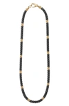 LAGOS 18K GOLD & BLACK CAVIAR BEAD ROPE NECKLACE,04-10443-CB18