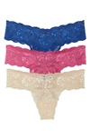 Cosabella Never Say Never Cutie Low Rise Thong 3 Pack Nsnpk0321 In Luxe Plum/ Blossom/ Marble