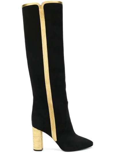 Saint Laurent Loulou Suede Knee-high Boots In Black