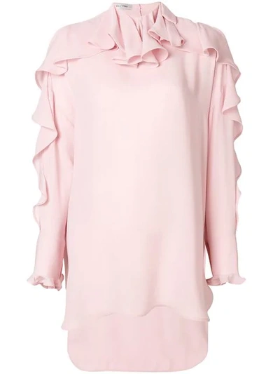 Valentino Asymmetric Ruffle Blouse In Pink