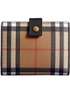 Burberry Small Vintage Check And Leather Folding Wallet In Black