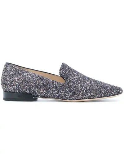 Jimmy Choo Jaida Glitter-embossed Leather Oxfords In Blue