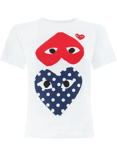 Comme Des Garçons Play Logo-print Cotton T-shirt In White