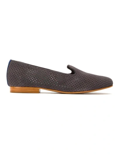 Blue Bird Shoes Perforated Suede Loafers In Grey