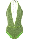 OSEREE OSEREE V-NECK LUMIÈRE MAILLOT SWIMSUIT - GREEN,LDS80312969498