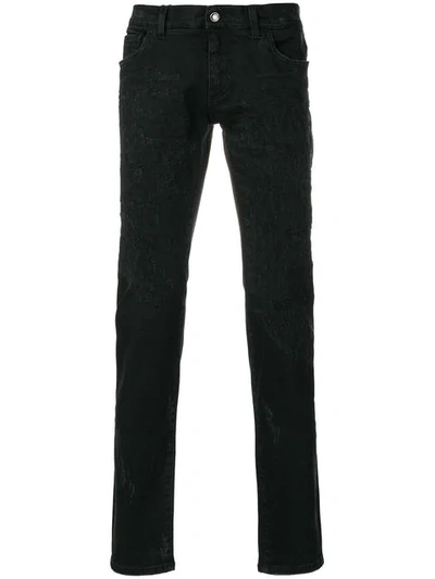 Dolce & Gabbana Dolce And Gabbana Black Heavy Distressed Skinny Jeans In S9001 Black