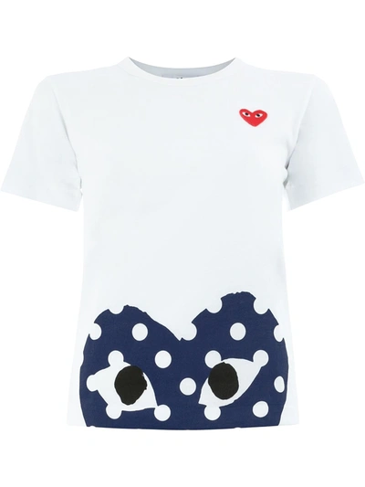 Comme Des Garçons Play Heart-print Crew Neck T-shirt In White