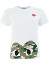 Comme Des Garçons Play Women's Camo Heart Play T-shirt In White