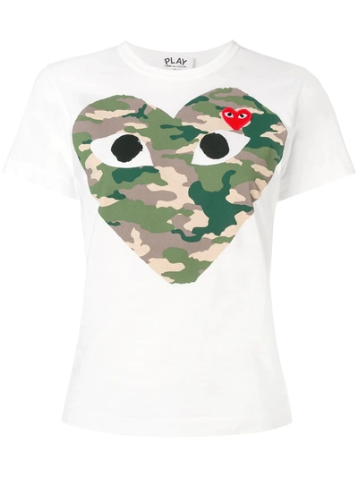 Comme Des Garçons Play Comme Des Garcons Play White And Red Camo Heart T-shirt