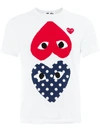 Comme Des Garçons Play Polka-dot And Red Heart-to-heart Graphic Tee In White