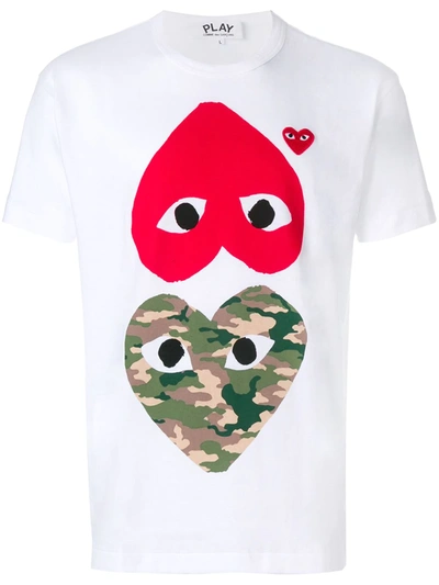 Comme Des Garçons Play Heart-print Cotton-jersey T-shirt In White