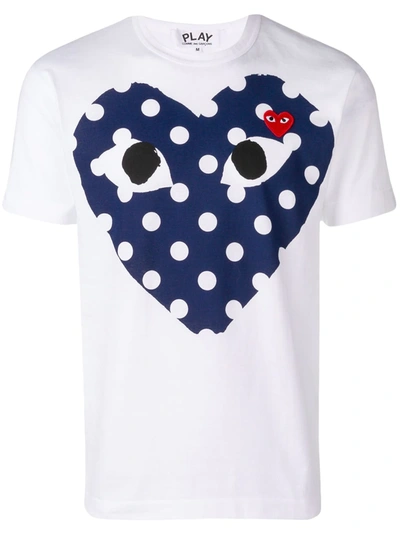 Comme Des Garçons Play Comme Des Garcons Play Mens White Heart-print Cotton-jersey T-shirt