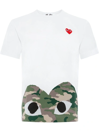 Comme Des Garçons Play White Camo Half Heart T-shirt