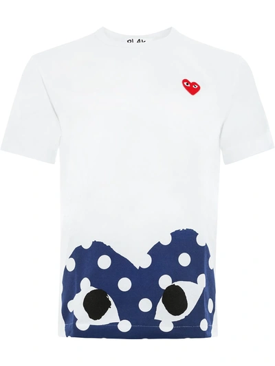 Comme Des Garçons Play White & Navy Half Heart T-shirt