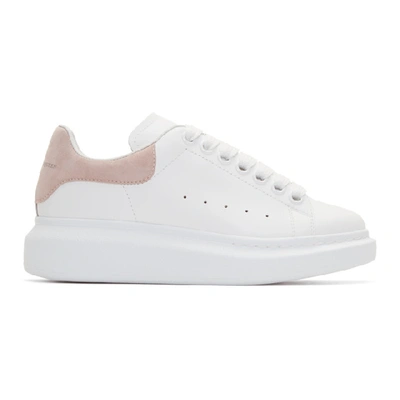 Alexander Mcqueen Suede-trimmed Leather Exaggerated-sole Sneakers In White