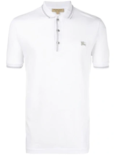 Burberry Kenforth Double-stitch Trim Polo Shirt In White