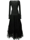 MARC LE BIHAN FLARED LONGSLEEVED TULLE DRESS,2190012967500