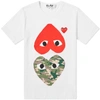 Comme Des Garçons Play Comme Des Garcons Play White And Red Camo Hearts T-shirt In White