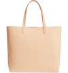 MADEWELL ZIP TOP TRANSPORT LEATHER TOTE - BEIGE,J1952