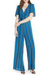 BAND OF GYPSIES KNOT FRONT STRIPE JUMPSUIT,WR340906