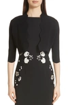 Lela Rose Scallop-trimmed Knit Bolero In Black