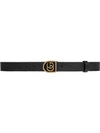 GUCCI LEATHER BELT WITH FRAMED DOUBLE G,495128DJ20T12964946