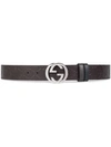 Gucci Reversible  Signature Belt In Brown