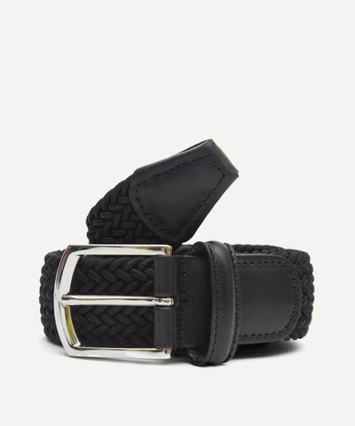 ANDERSON'S ANDERSON'S MENS LEATHER TRIMMED WOVEN-STRETCH BELT,414601