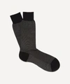 Pantherella Tewkesbury Birdseye Egyptian-cotton Blend Socks In Black