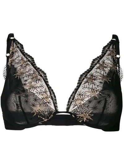 Chite' Lace-embroidered Bra Top In Black/gold